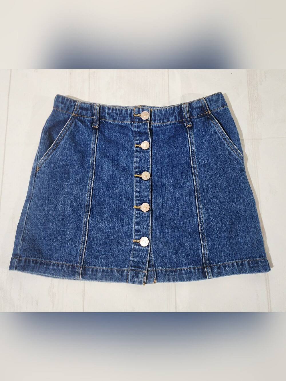 Forever 21 Button Down Denim Jean Mini Skirt Size 29